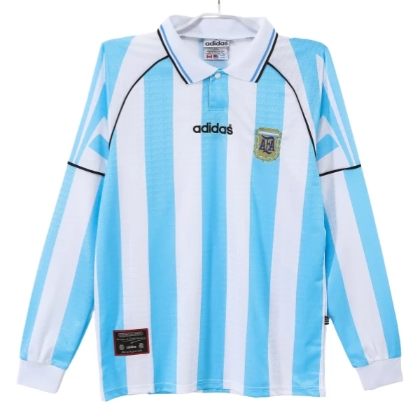 Fotbalový Dres Argentina Domácí Retro 1996-1997 Dlouhý Rukáv Fotbalový Dres Argentina Domácí Retro 1996-1997 Dlouhý Rukáv
